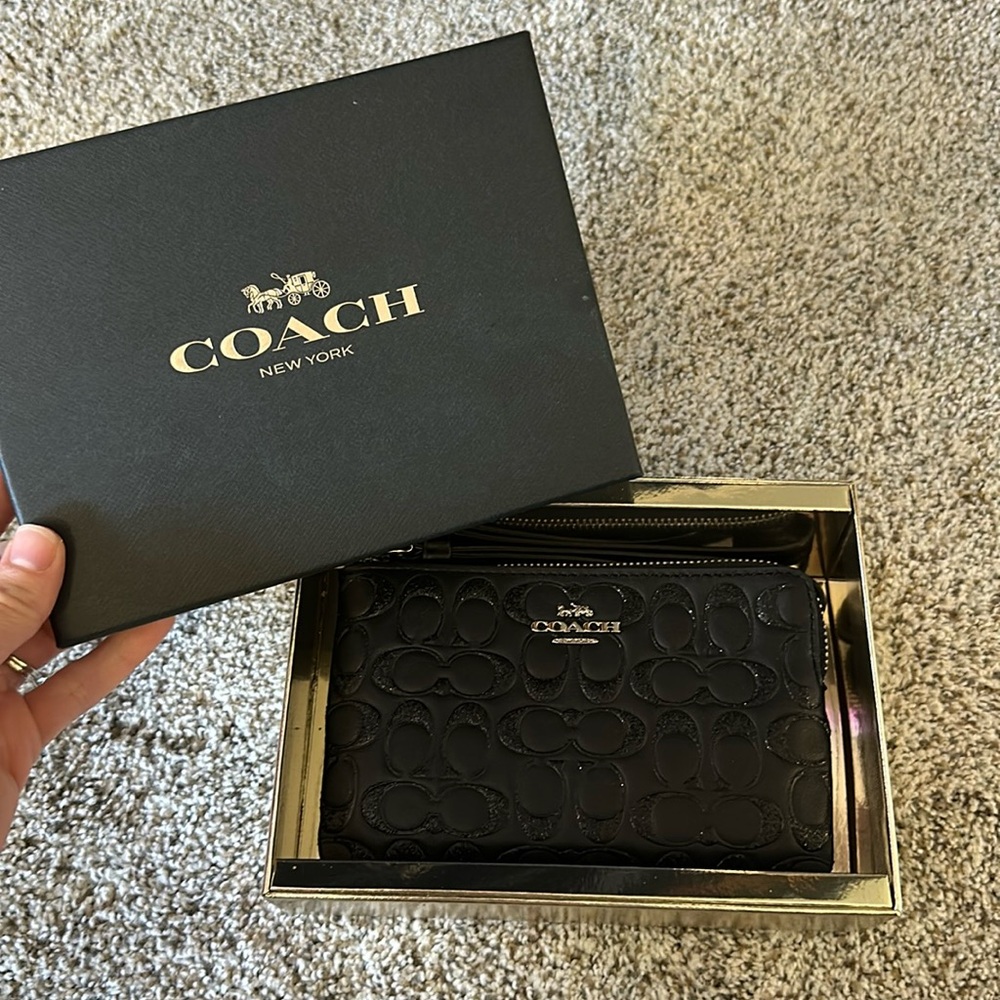 Coach Black Glitter Wristlet